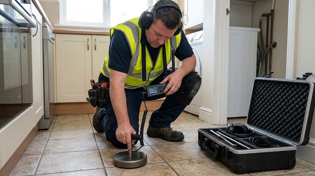 Acoustic Slab Leak Detection
